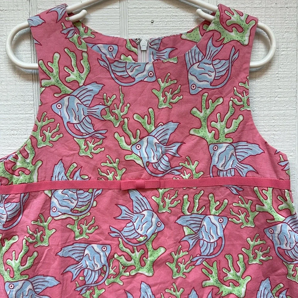 VINEYARD VINES Fish & Coral Print Tunic Dress Pink Girls Size 6 Summer C…